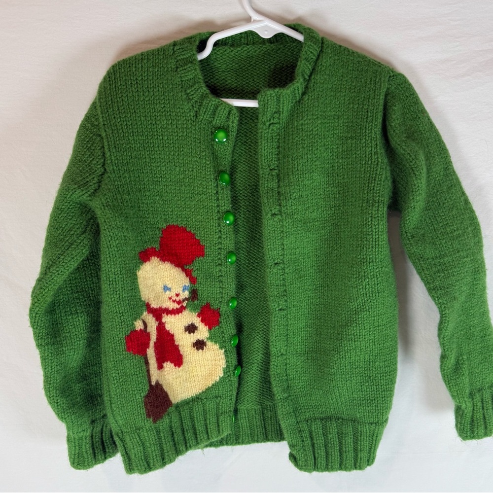 Vintage handmade ugly Christmas sweater snowman with pipe